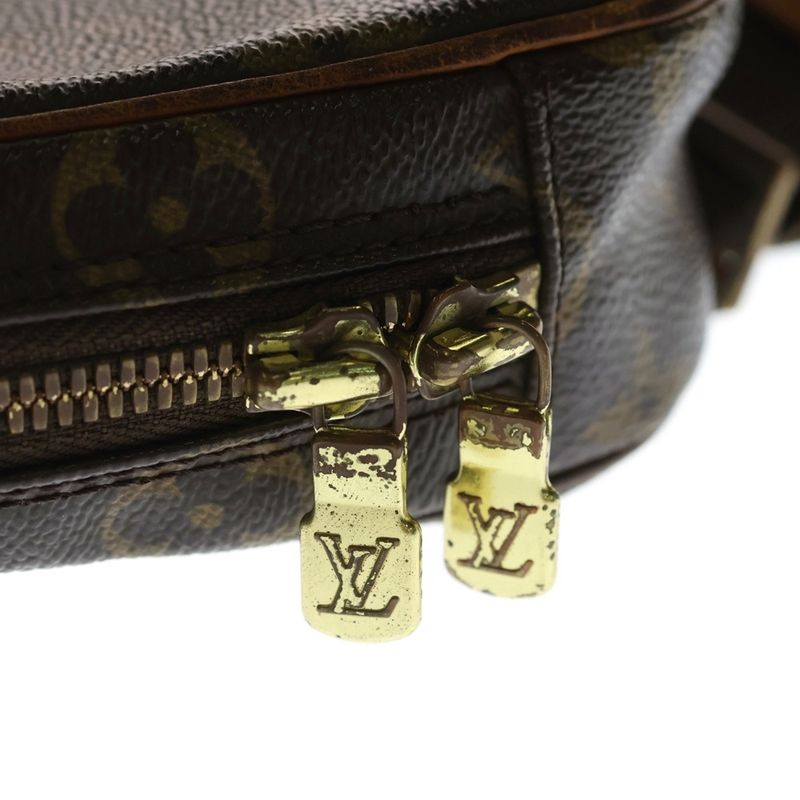 Louis Vuitton Monogram Pochette Gange Mini Shoulder Bag Brown Leather Gold