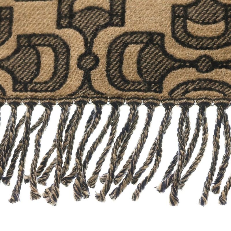 Gucci Horsebit Pattern Fringe Scarf Beige
