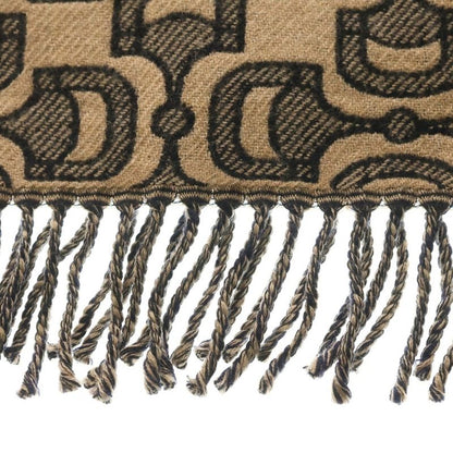 Gucci Horsebit Pattern Fringe Scarf Beige