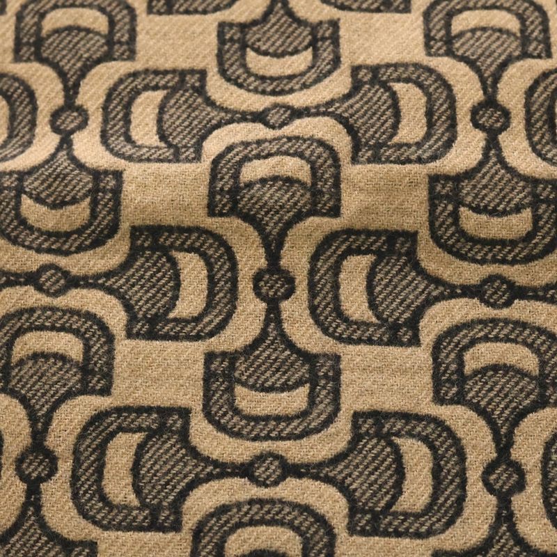 Gucci Horsebit Pattern Fringe Scarf Beige