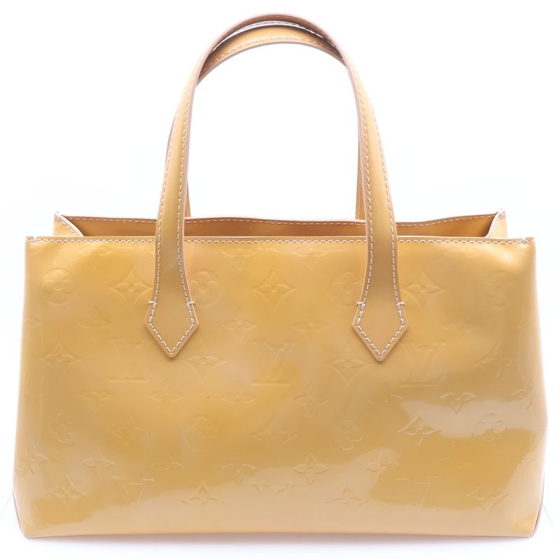 Louis Vuitton Monogram Vernis Wilshire PM Mini Bag Yellow Leather Patent Gold