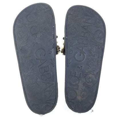 Dolce & Gabbana Studded Chain Decoration Shower Flat Sandals Black