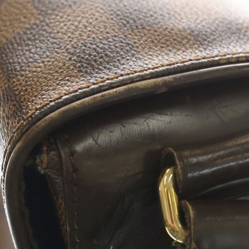 Louis Vuitton Damier Spencer Shoulder Bag Brown Leather Gold