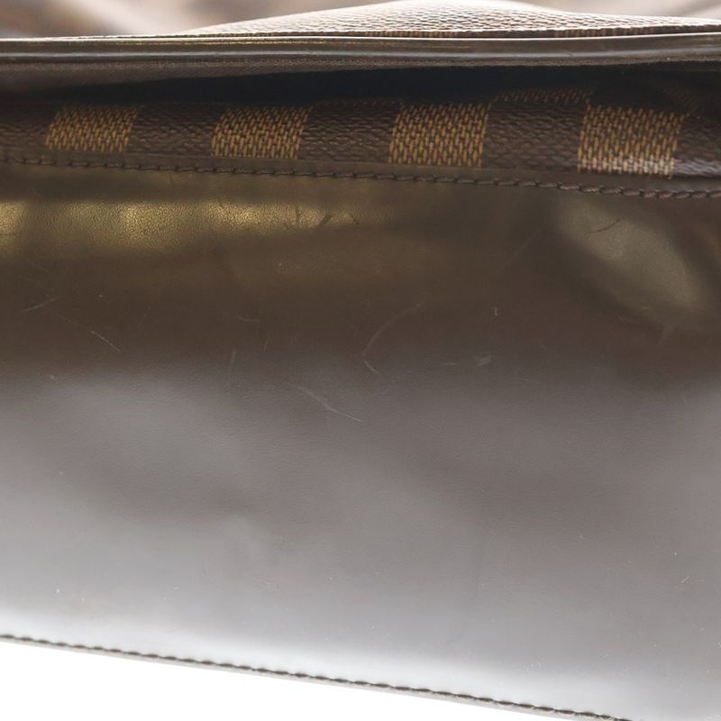 Louis Vuitton Damier Spencer Shoulder Bag Brown Leather Gold
