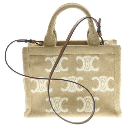 Celine Triomphe Small Cabas Thais Pile 2-Way Shoulder Handbag Beige