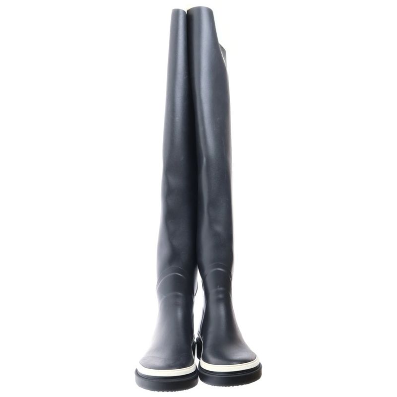 Chanel CC Logo Rubber Thigh High Long Rain Boots Black