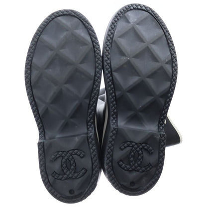 Chanel CC Logo Rubber Thigh High Long Rain Boots Black