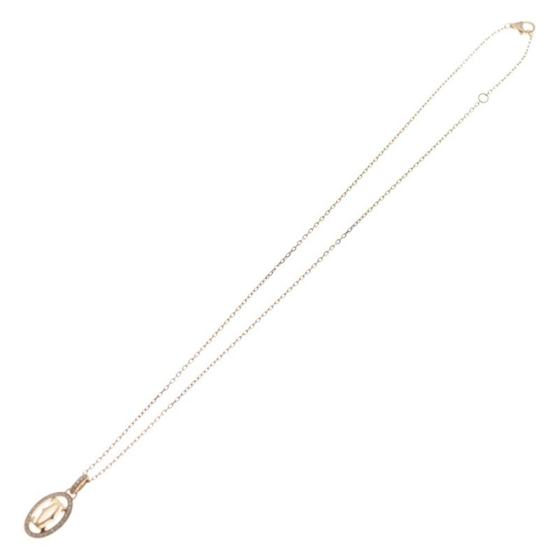 Cartier Double C Diamond Necklace 18k PG Pink Gold Pendant