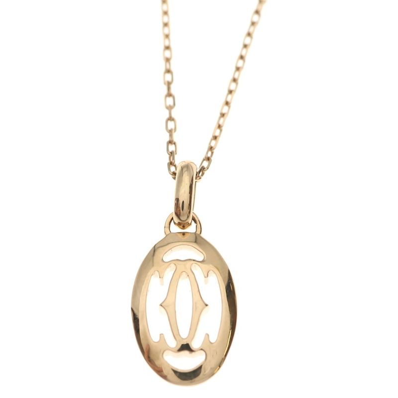 Cartier Double C Diamond Necklace 18k PG Pink Gold Pendant