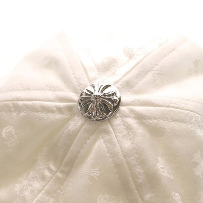 Chrome Hearts CH Allover Pattern Cross Ball Button Silk Bucket Hat White