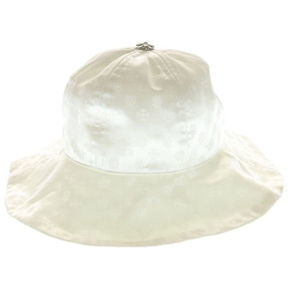 Chrome Hearts CH Allover Pattern Cross Ball Button Silk Bucket Hat White