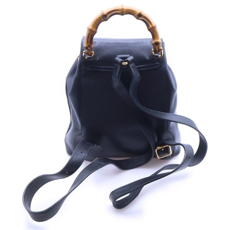 Gucci Bamboo Leather Backpack Black