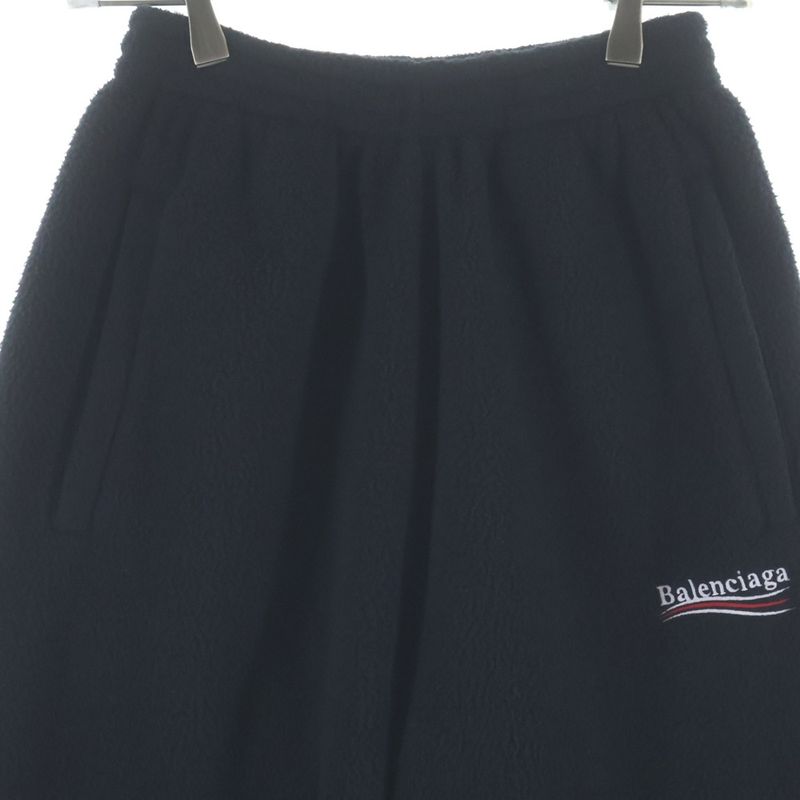Balenciaga Political Campaign Logo Embroidery Fleece Pants Black
