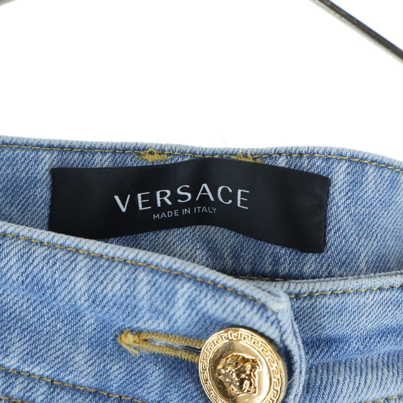 Versace Rebellion Side Cut Replacement Denim Pants Indigo