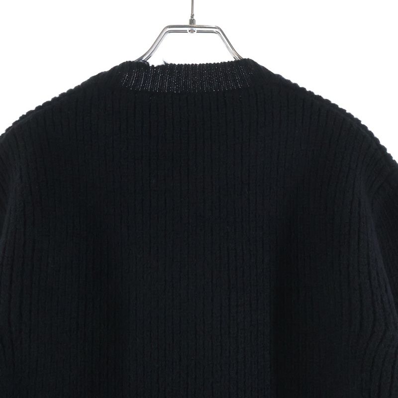 Prada Black Wool Crew Neck Sweater with Pendant Knit