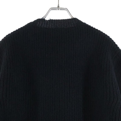 Prada Black Wool Crew Neck Sweater with Pendant Knit