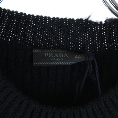 Prada Black Wool Crew Neck Sweater with Pendant Knit