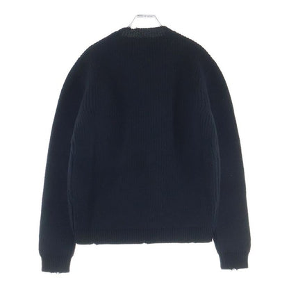 Prada Black Wool Crew Neck Sweater with Pendant Knit