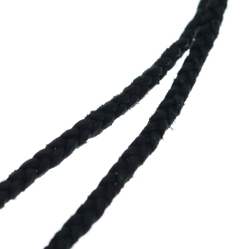 Chrome Hearts CH Crs Sml CL Small CH Cross Crimp Leather Braid Necklace Silver