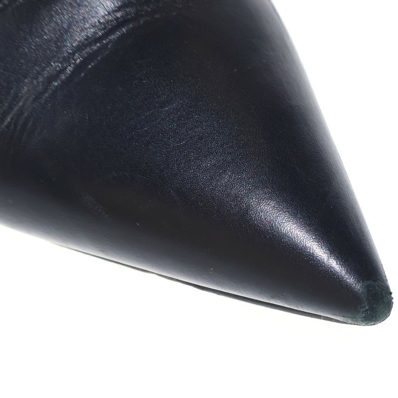 Louis Vuitton Monogram Leather Pointed Toe Heel Short Boots Black