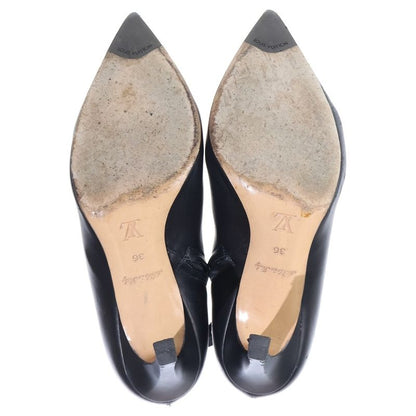 Louis Vuitton Monogram Leather Pointed Toe Heel Short Boots Black