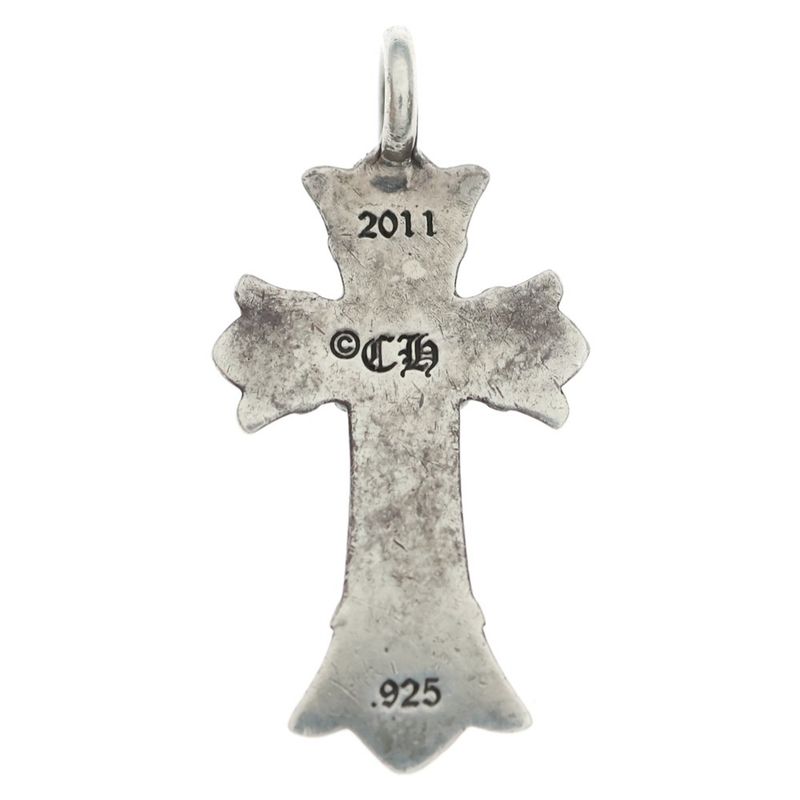 Chrome Hearts Dbl CH Crs Double CH Cross Charm Pendant Top Silver