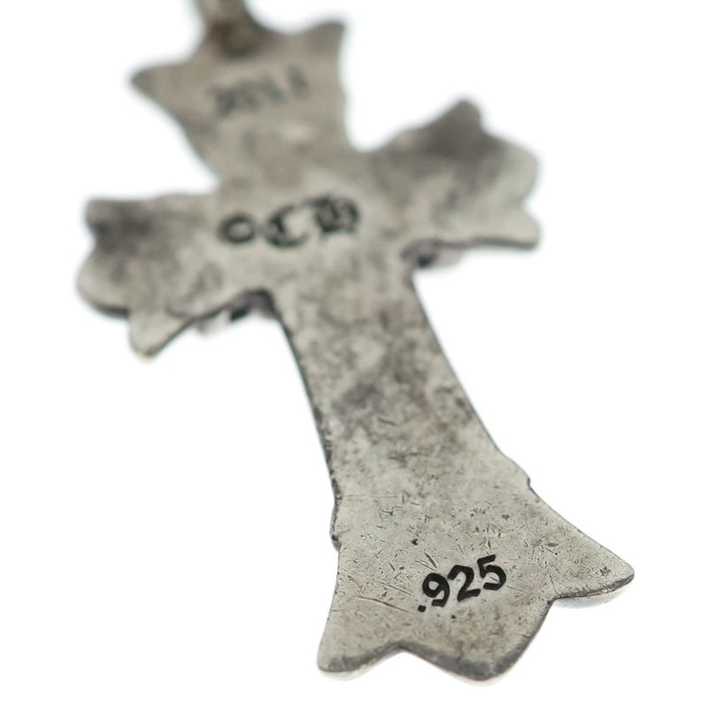 Chrome Hearts Dbl CH Crs Double CH Cross Charm Pendant Top Silver