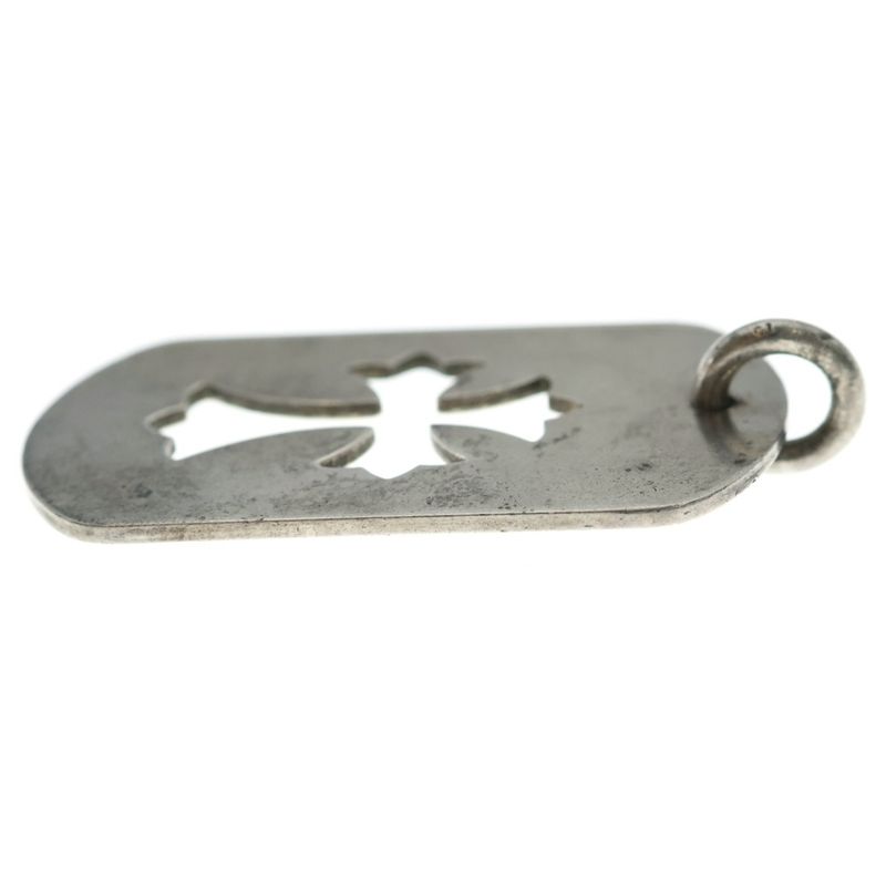 Chrome Hearts D Tag Lrg CO Crs Cutout Cross Dog Tag Large Pendant Top Silver