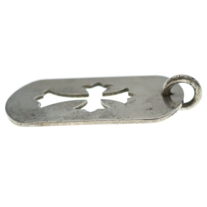 Chrome Hearts D Tag Lrg CO Crs Cutout Cross Dog Tag Large Pendant Top Silver