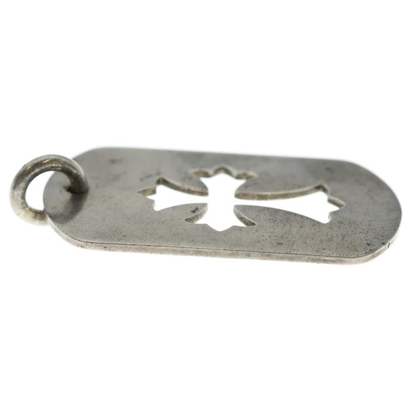 Chrome Hearts D Tag Lrg CO Crs Cutout Cross Dog Tag Large Pendant Top Silver