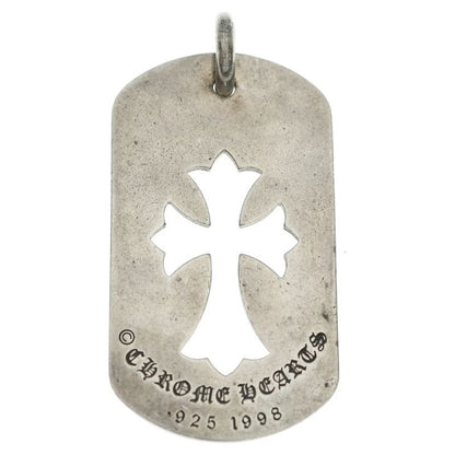 Chrome Hearts D Tag Lrg CO Crs Cutout Cross Dog Tag Large Pendant Top Silver