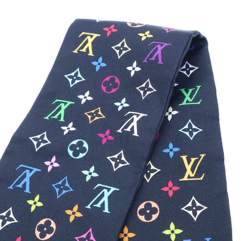 Louis Vuitton Monogram Multicolor Bandeau Twilly Silk Scarf Black