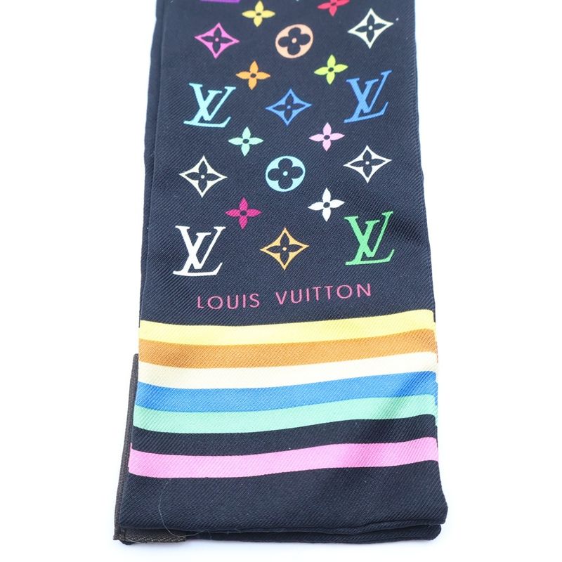 Louis Vuitton Monogram Multicolor Bandeau Twilly Silk Scarf Black