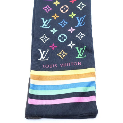 Louis Vuitton Monogram Multicolor Bandeau Twilly Silk Scarf Black