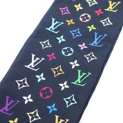 Louis Vuitton Monogram Multicolor Bandeau Twilly Silk Scarf Black