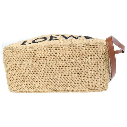 Loewe Font Tote Mini Raffia 2-Way Shoulder Bag Basket Beige