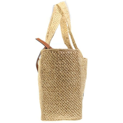 Loewe Font Tote Mini Raffia 2-Way Shoulder Bag Basket Beige