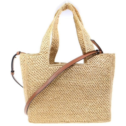 Loewe Font Tote Mini Raffia 2-Way Shoulder Bag Basket Beige