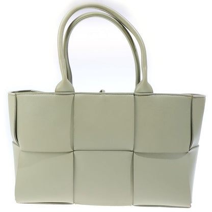 Bottega Veneta Maxi Intrecciato Arcotto Tote Light Green Leather Silver