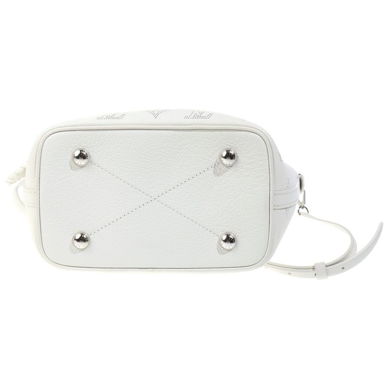 Louis Vuitton Monogram Mahina 2-Way Shoulder Bag Tote White Leather Silver