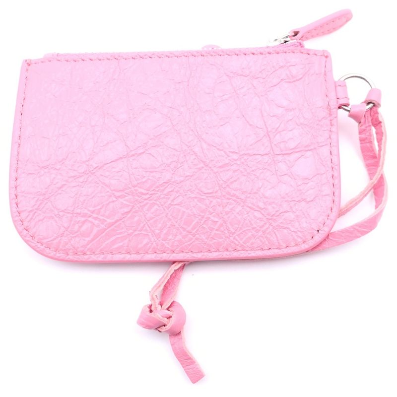Balenciaga le Cagole Coin Case Leather Wallet Pouch Pink