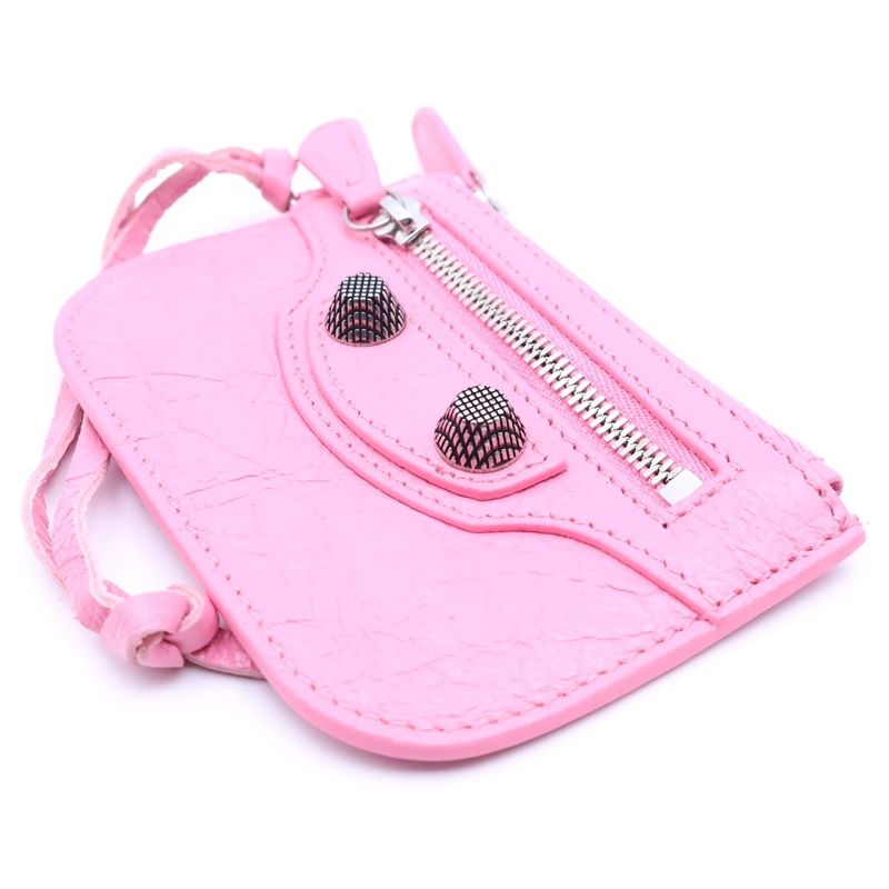 Balenciaga le Cagole Coin Case Leather Wallet Pouch Pink