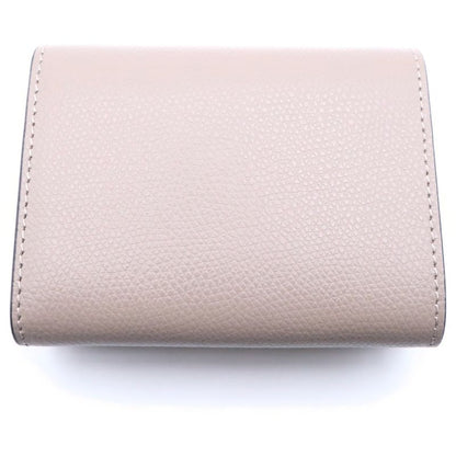 Fendi FF Diamond Compact Wallet Trifold Coin Case Beige Leather Gold