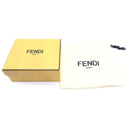 Fendi FF Diamond Compact Wallet Trifold Coin Case Beige Leather Gold