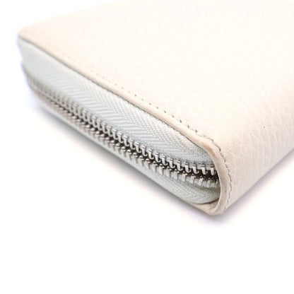 Gucci Petit Marmont Zip Around Wallet Card Case White Leather Silver