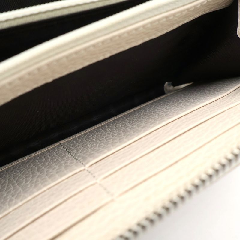 Gucci Petit Marmont Zip Around Wallet Card Case White Leather Silver