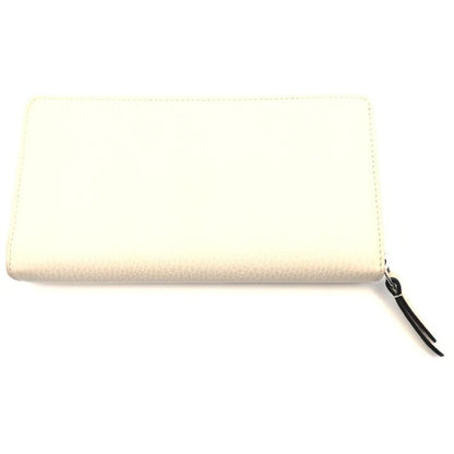 Gucci Petit Marmont Zip Around Wallet Card Case White Leather Silver