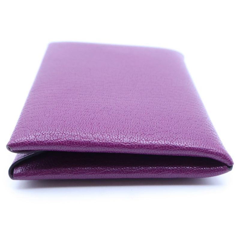 Hermes Calvi Coin Case Pouch Purple Leather
