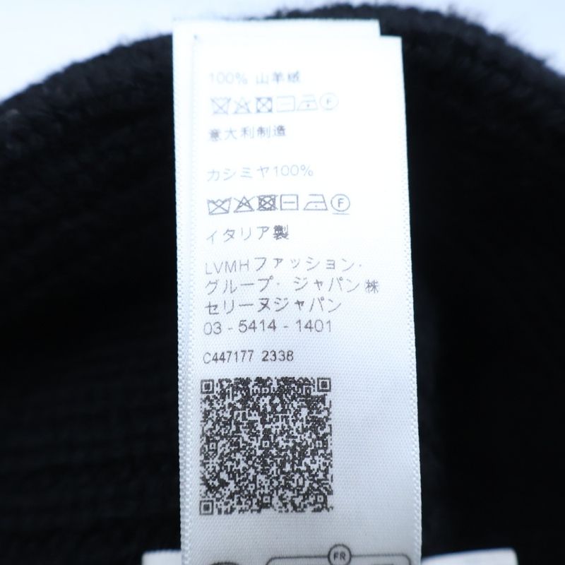 Celine Triomphe Crochet Cashmere Knit Bucket Hat Black