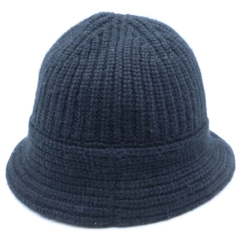 Celine Triomphe Crochet Cashmere Knit Bucket Hat Black